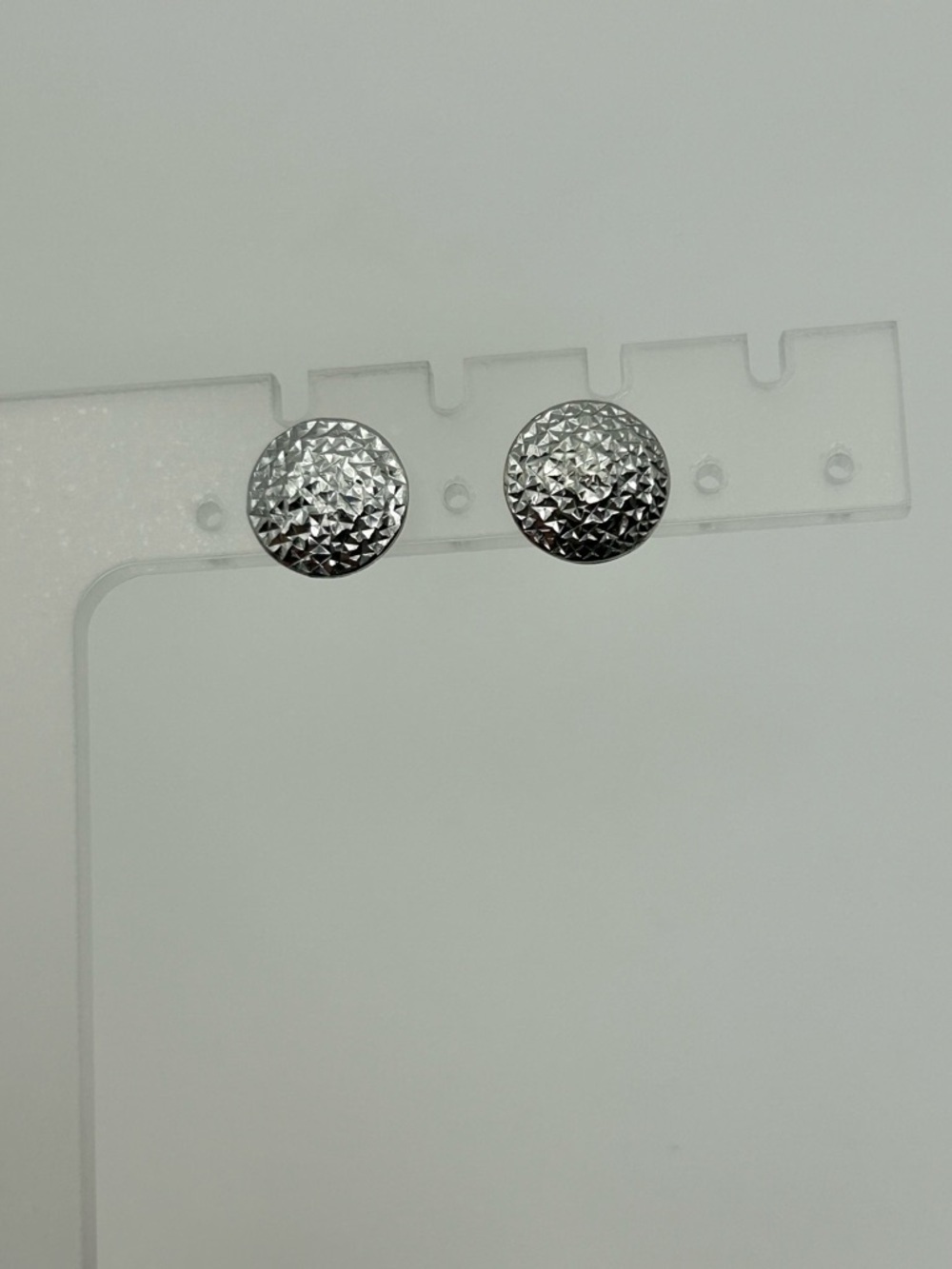 Sterling Silver Textured Dome Stud Earrings .5" Stamped 925 No Backs - Picture 4 of 8
